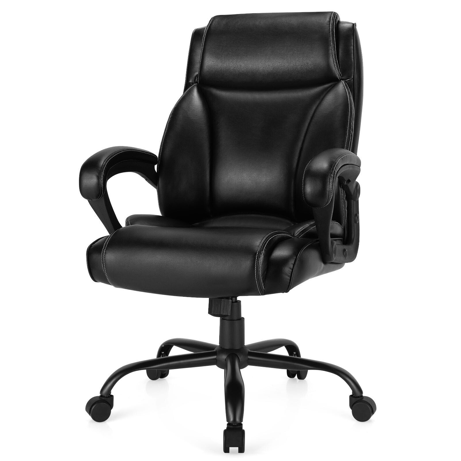 Costway 400 LBS Big & Tall Leather Office Chair Adjustable High Back Task Chair