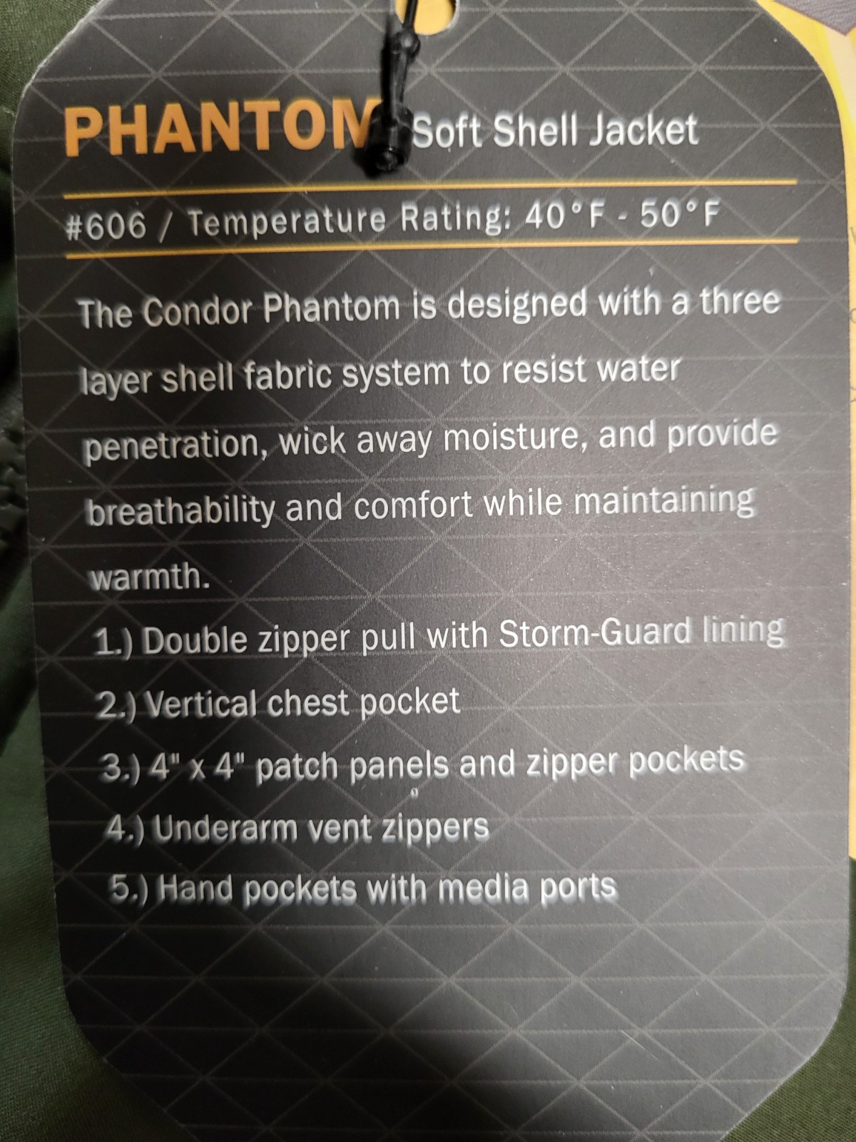 CONDOR Phantom Softshell Jacket OD XXL Multiple Pockets, Water resistant