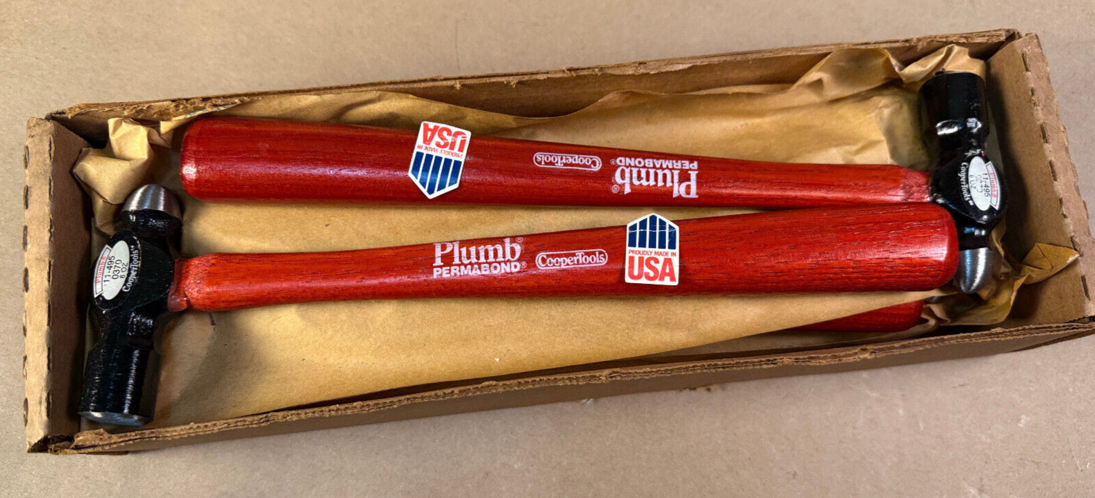 *NOS* BOX OF 6 Vintage Plumb 6oz Ball Peen Hammer Permabond USA 11-495 0370