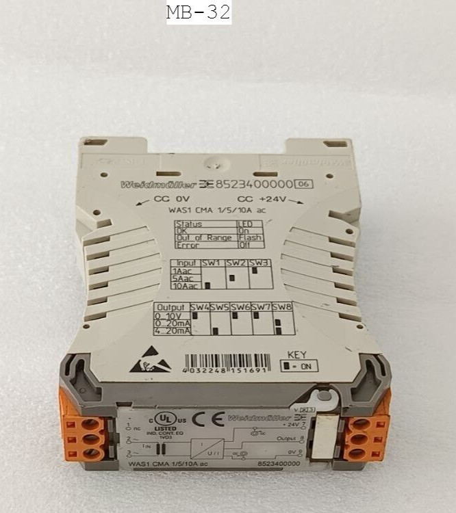 WEIDMULLER 8523400000 | WAS1 CMA 1/5/10A AC | ISOLATION TRANSMITTER *USED*