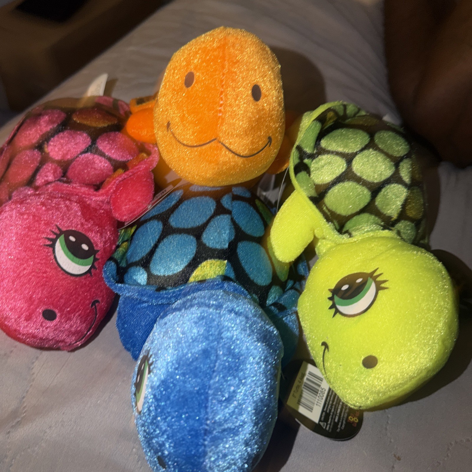 Lot Of 4 Turtle Plush Toy Toy Factory New w/ Tag Orange Blue Pink Yellow