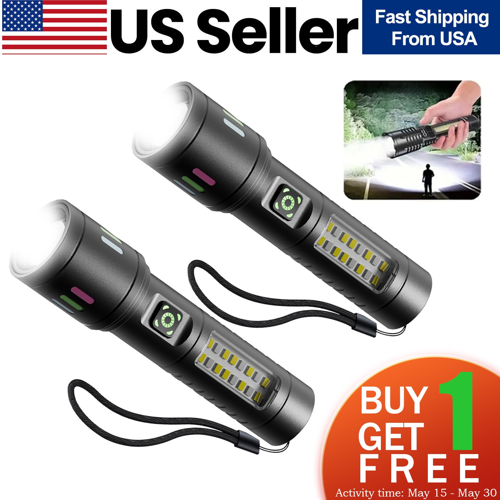 99000000 Lumen Super Bright LED Tactical Flashlight Rechargeable LED Work Lights