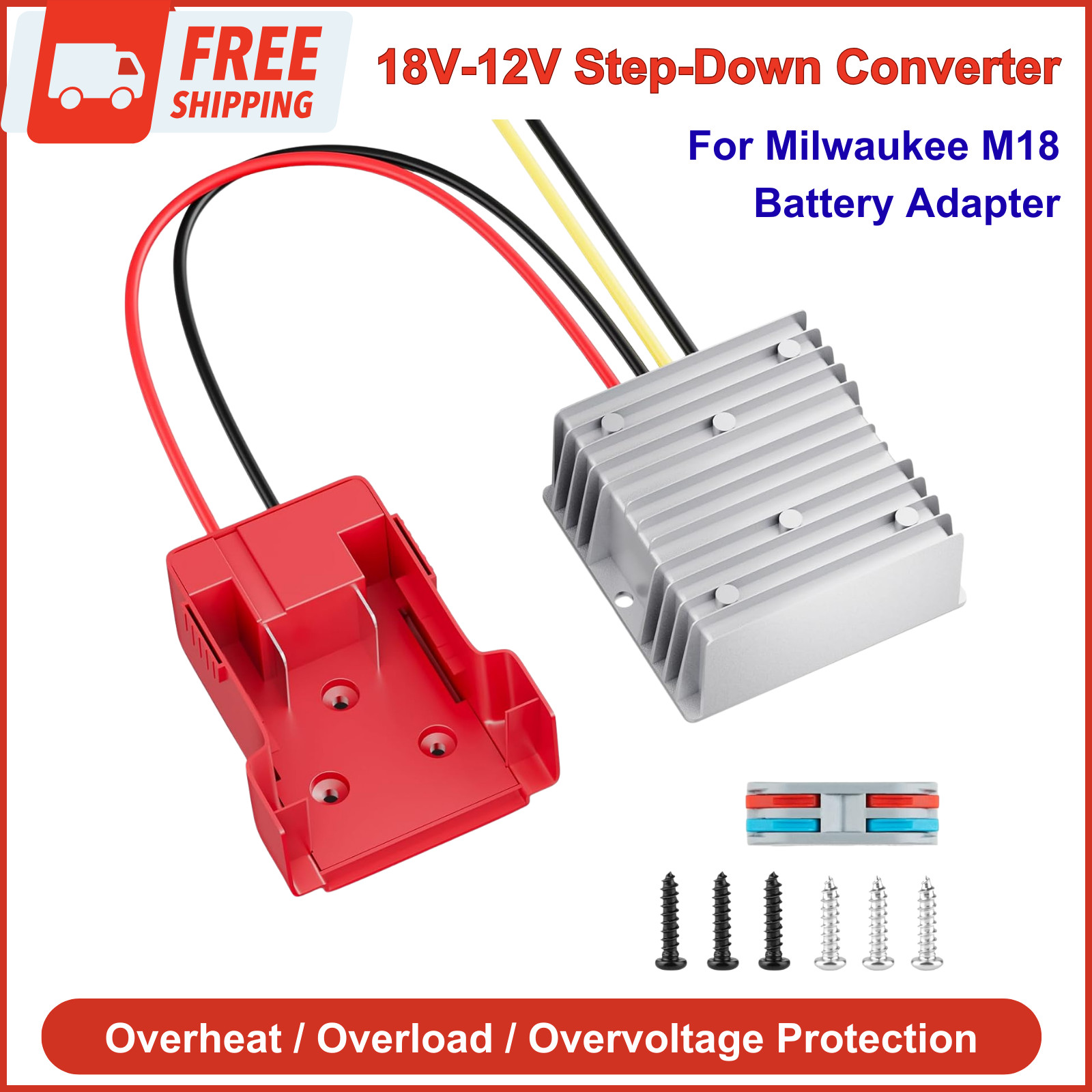 18V to 12V Step-Down Converter for Milwaukee M18 Battery Adapter DC 12V 20A 240W