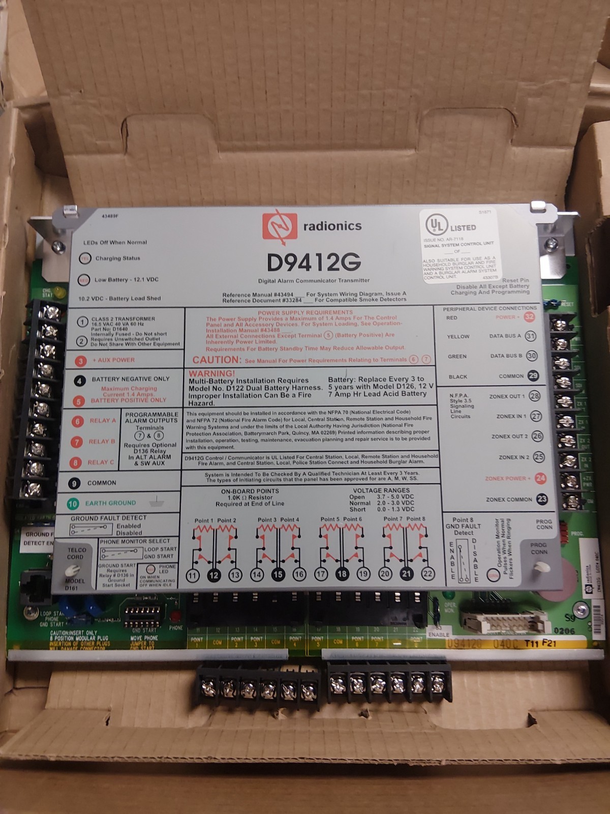 Bosch Radionics D9412G Control Panel