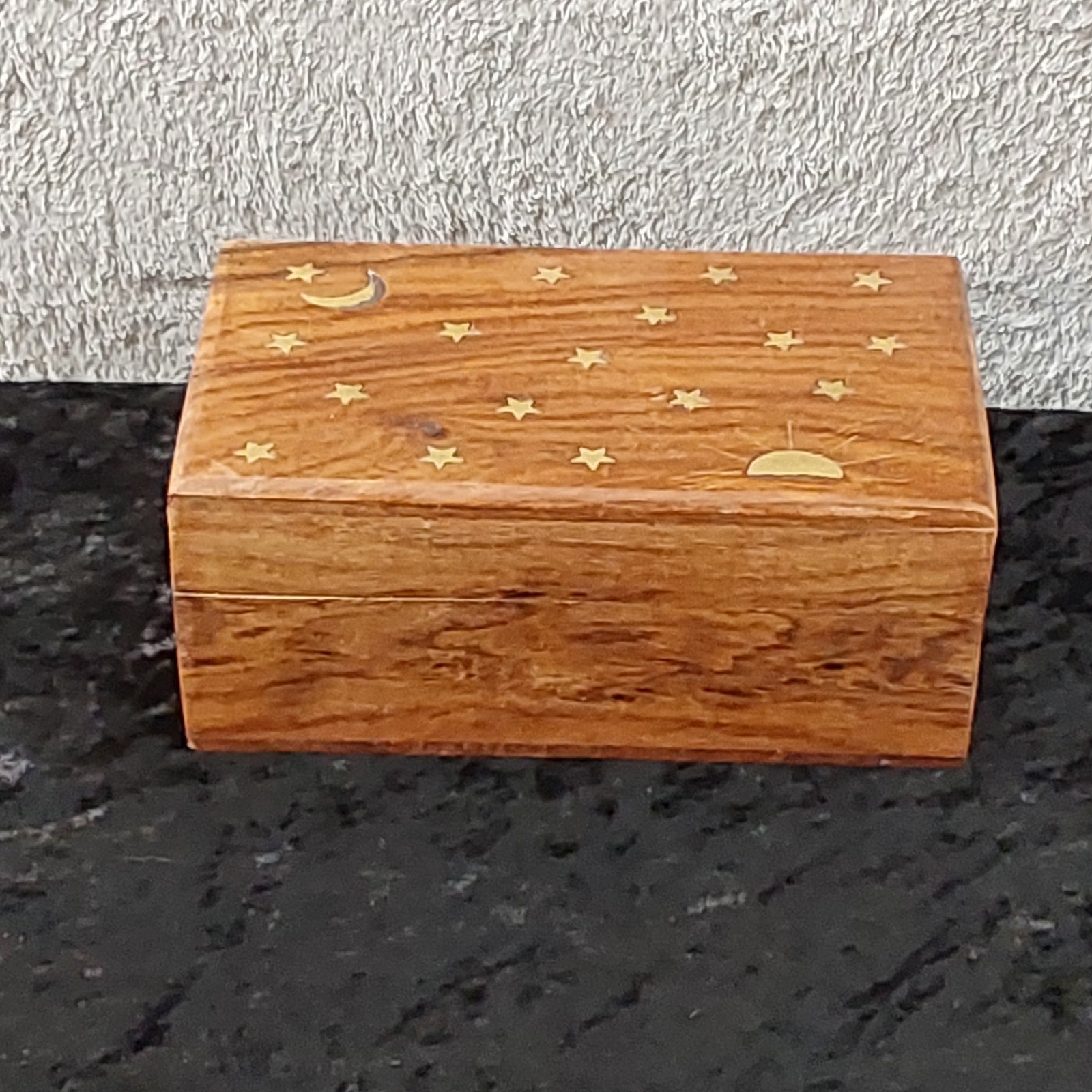 Wood Keepsake Box Moon & Stars Inlay Decorative Jewelry Box
