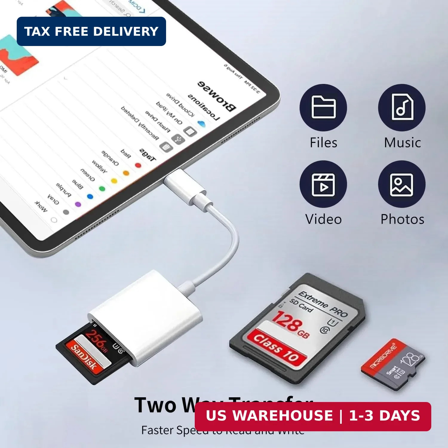 USB C SD Card Reader for iPhone 17/16/15 Series, USB-C to SD/Micro SD Memory Car