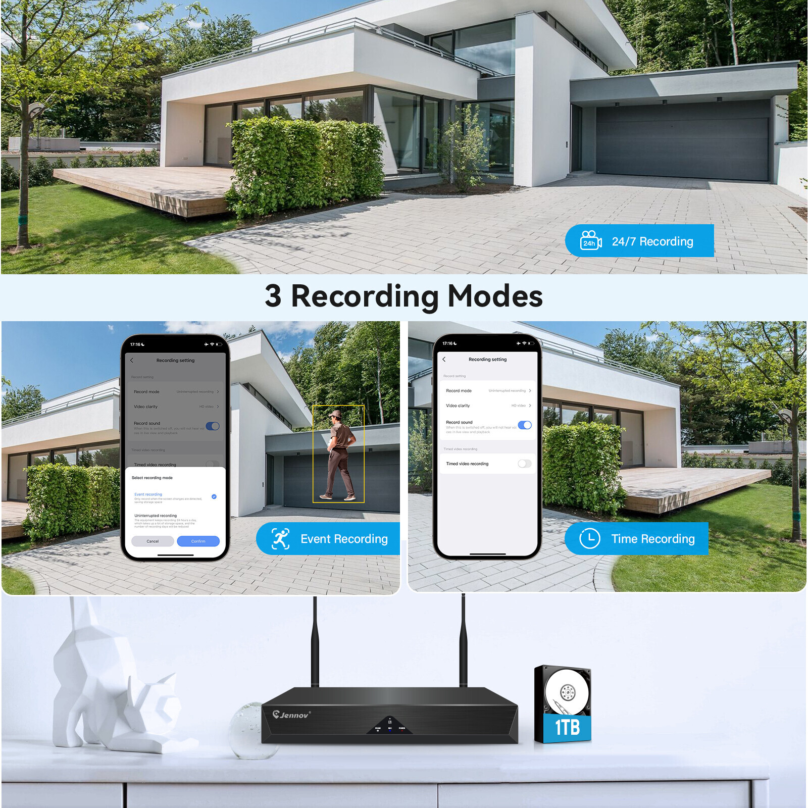 5MP PTZ Security Camera System Outdoor Wireless Audio CCTV 10CH NVR Night Vision