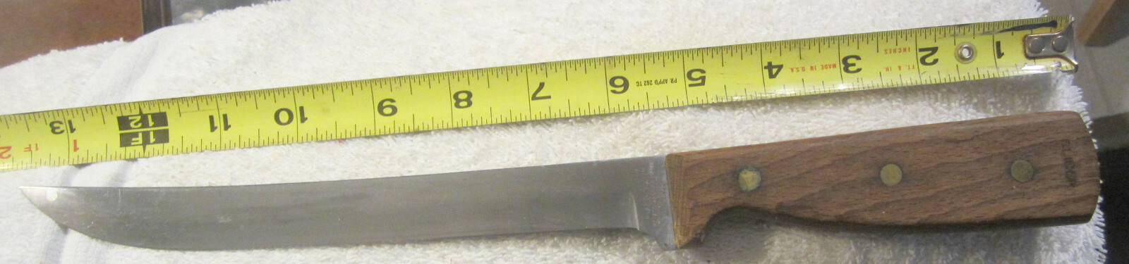 13.25" Meridian Stainless Steel Boning Knife 8" Full Tang Wood Handle Japan,VTG