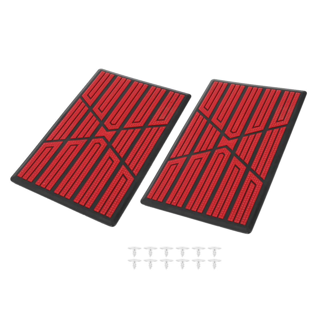 X AUTOHAUX 2Pcs Universal Car Floor Mat Plate 25 x 17 x 3 cm, Black, Red