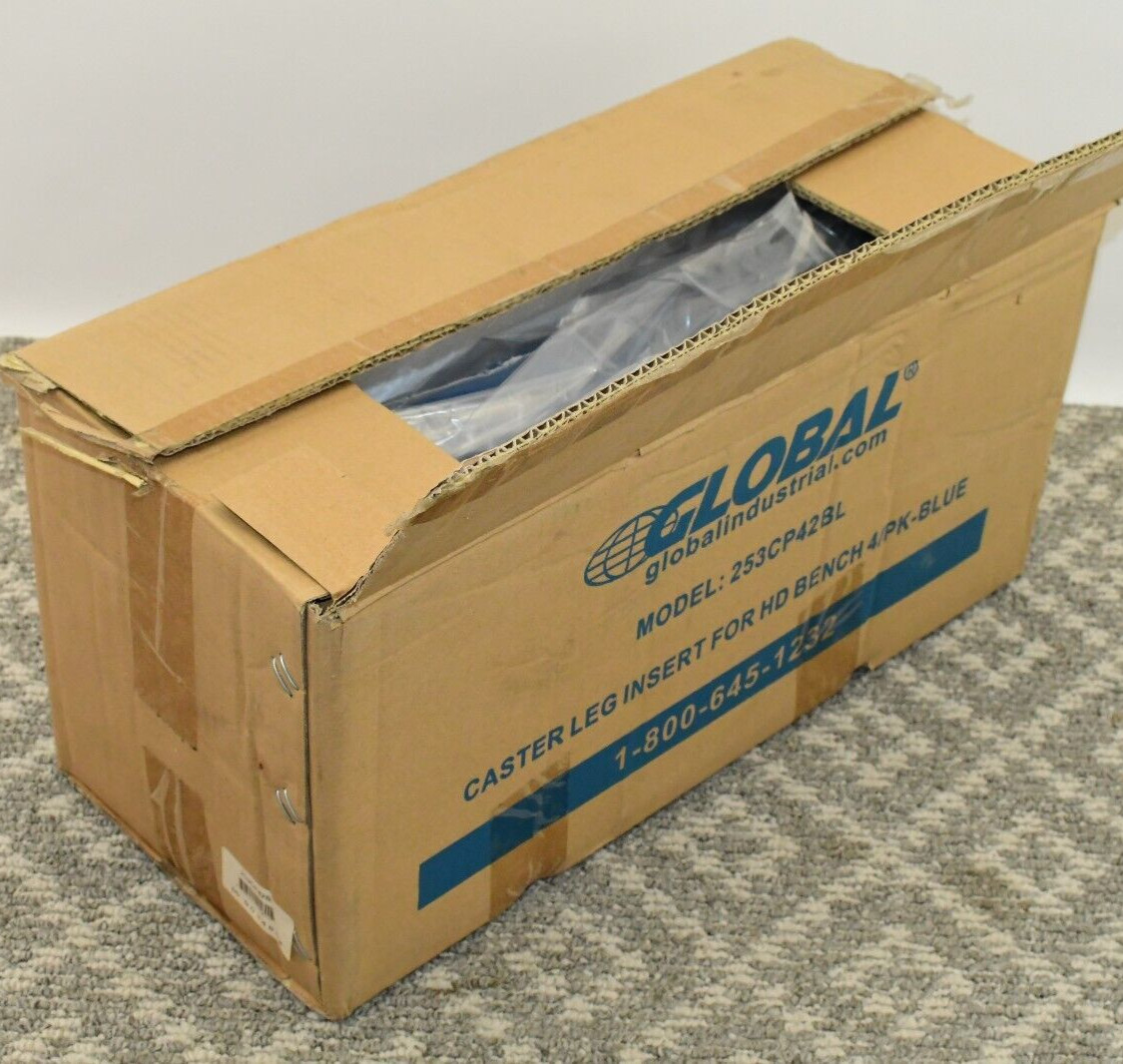 GLOBAL INDUSTRIAL 253CP42BL Caster Leg Insert for HD Bench 4/pk-Blue (No Caster)
