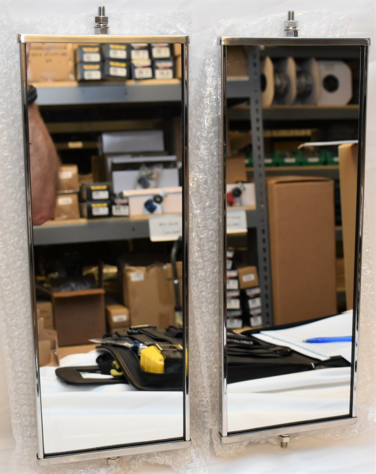 COMMERCIAL TRUCK 6"X16" RECTANGULAR CAB MIRROR - PAIR w/ MOUNTING STUD