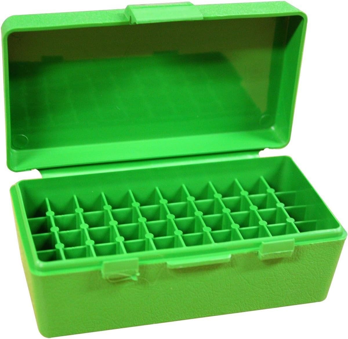 50 round flip top ammo box 38 357 cal green