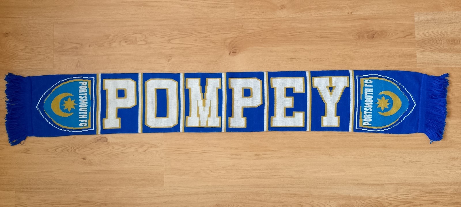 Portsmouth Pompey Football Blue Scarf England Soccer Vintage