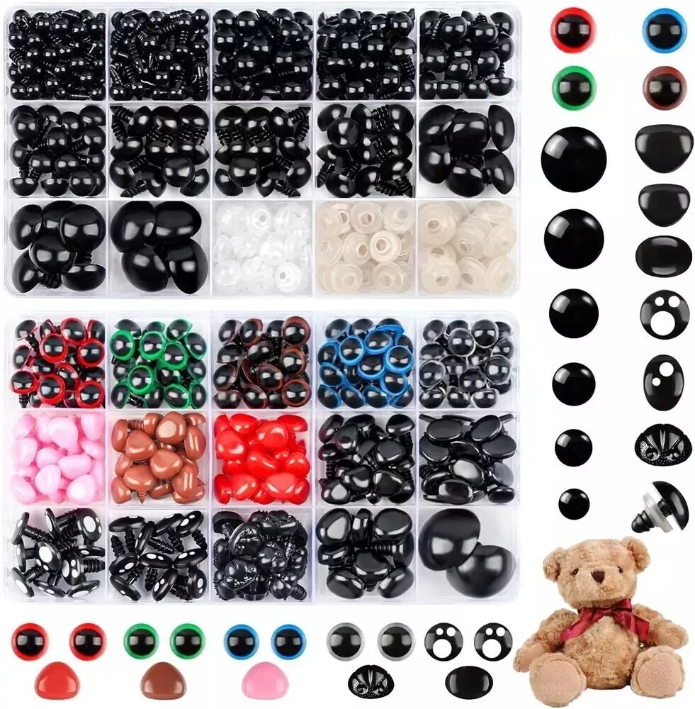 820PCS Safety Eyes and Noses for Amigurumi, Stuffed Crochet Eyes with Washer Dol