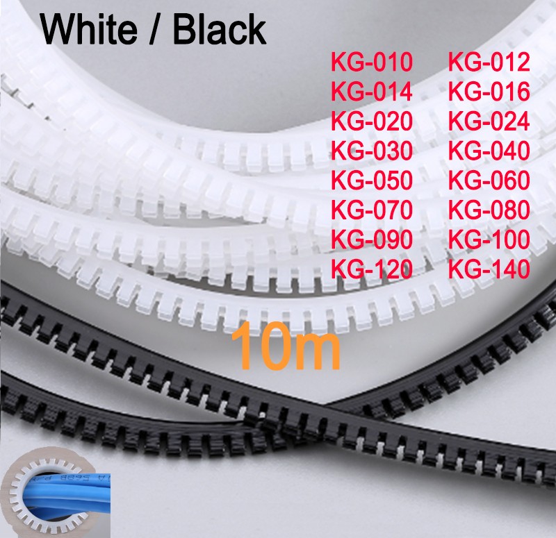 KG Series White/ Black Plastic Insulation Toothed Protective Belt Wire Sleeve