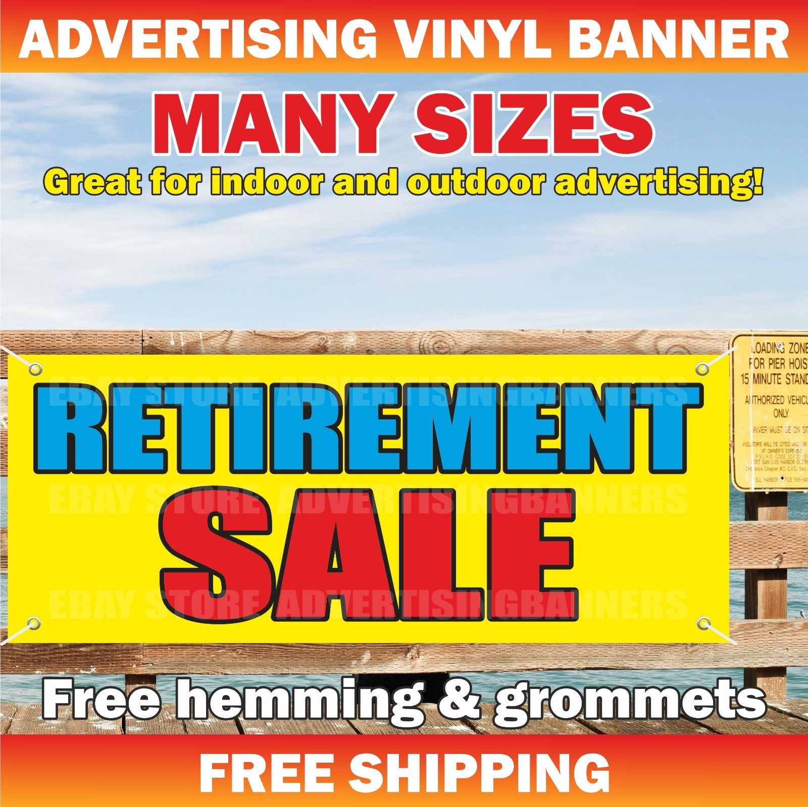 RETIREMENT SALE Advertising Banner Vinyl Mesh Sign Retiring holiday discount fix