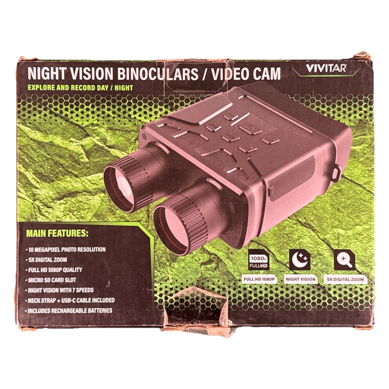 Vivitar VIVCVIR10-BLK Night Vision Binoculars Video Cam Open Box