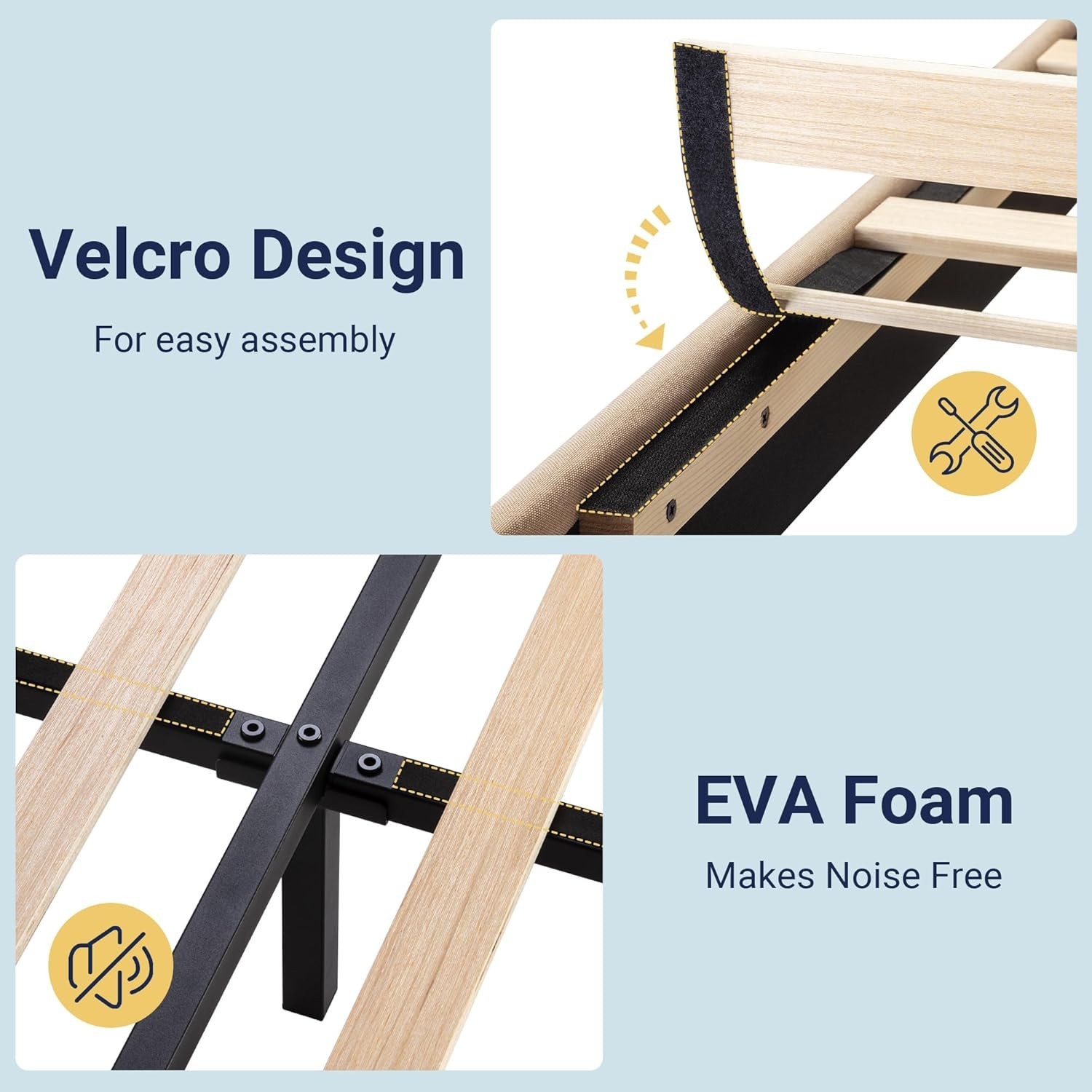 Sturdy Twin Size Bed Frame with Wooden Slats - Easy Assembly