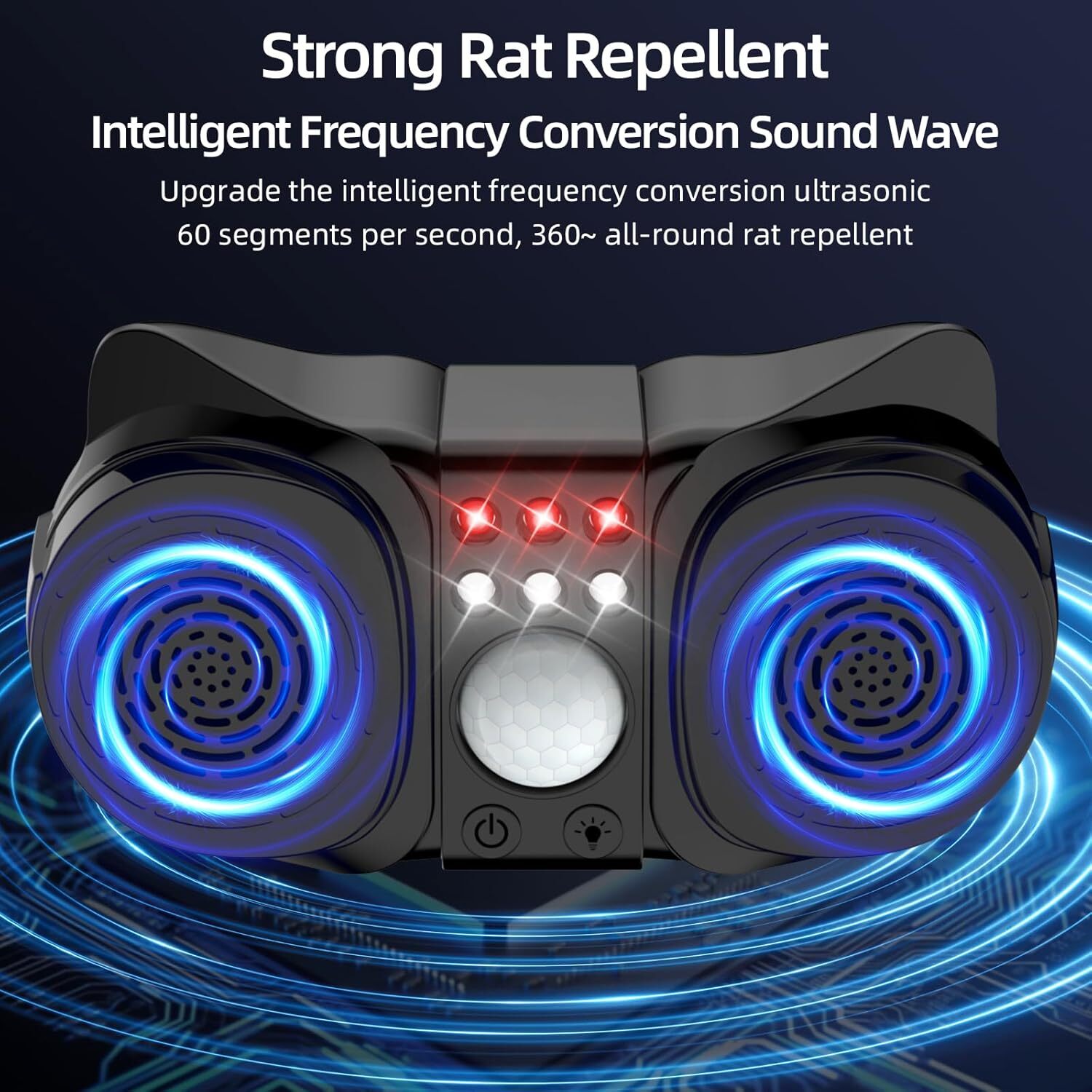 Ultrasonic Rodent Repellent Plug in 3 Modes Indoor with 6 LED Flashing Lights