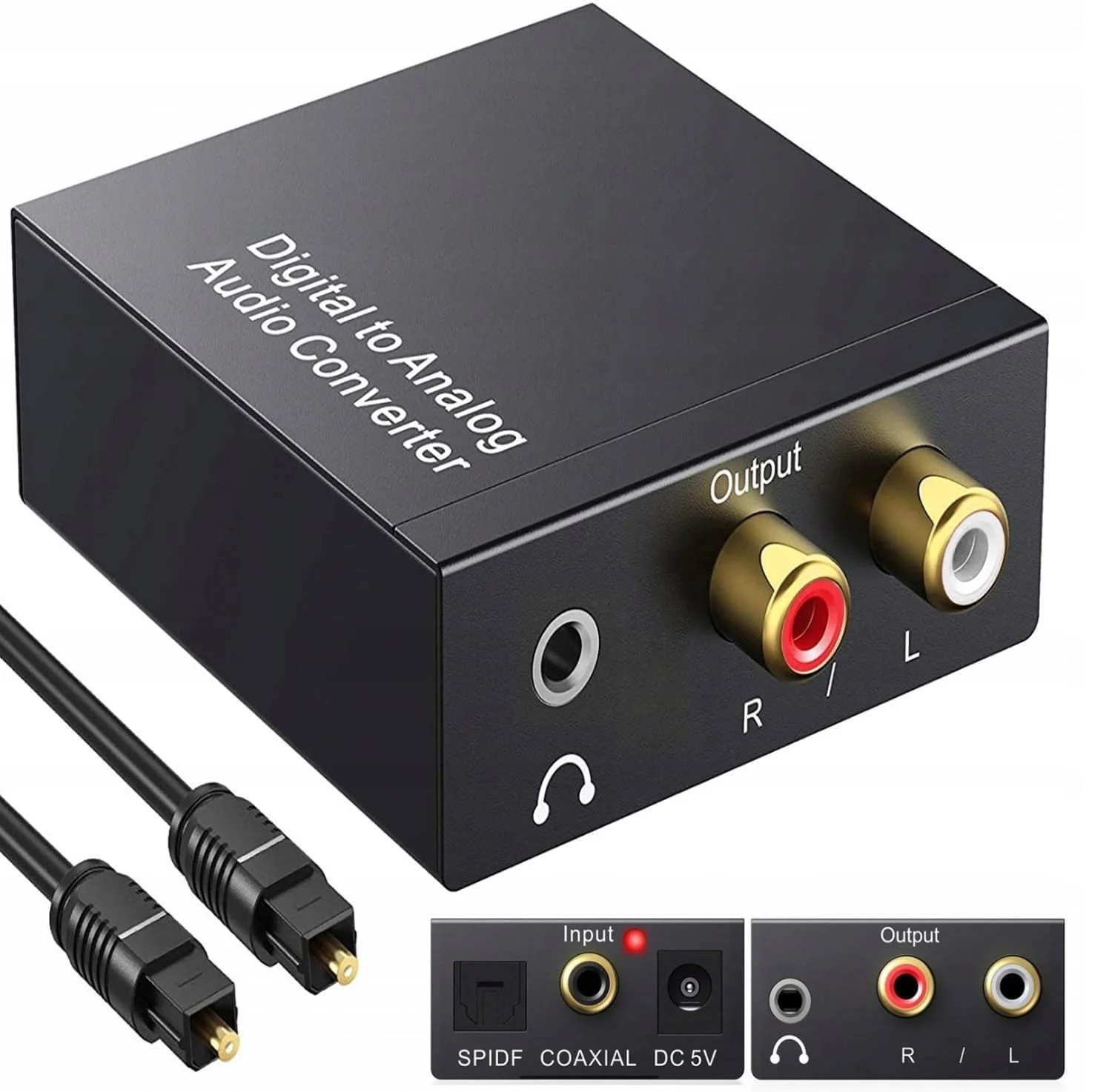 Linkfor 192Khz DAC Converter SPDIF to 3.5Mm AUX Digital to Analog Audio Converte