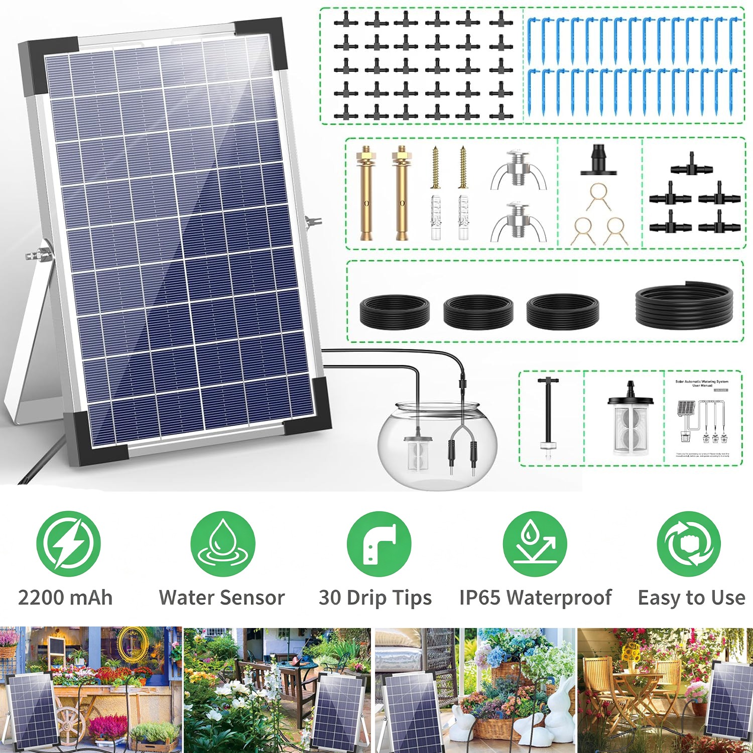 5W Solar Drip Automatic Irrigation Kit Self Watering Irrigation System,New,c