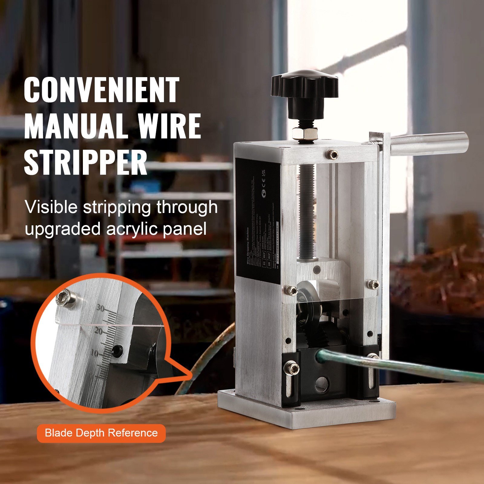 Uimoso Manual Wire Stripping Machine Portable Cable Stripper 0.06''-1.18''Visual