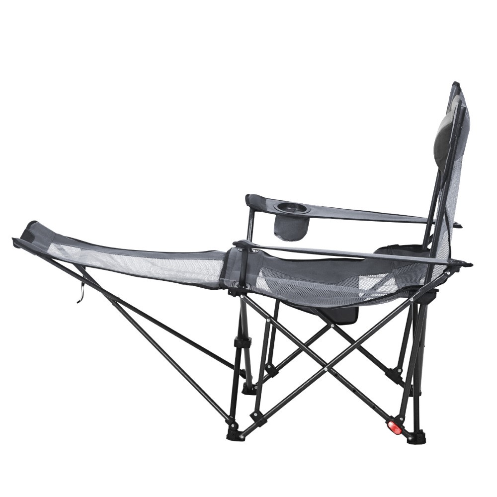 Reclining Folding Camping Chair, 4 Adjustable Positions w/ Headrest & Footrest