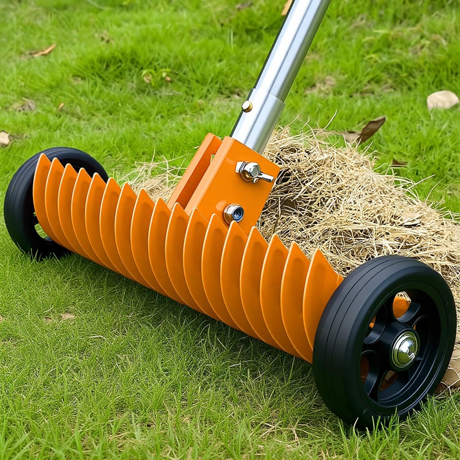 Lawn Thatch Rake, 15-Inch Steel Dethatching Tool