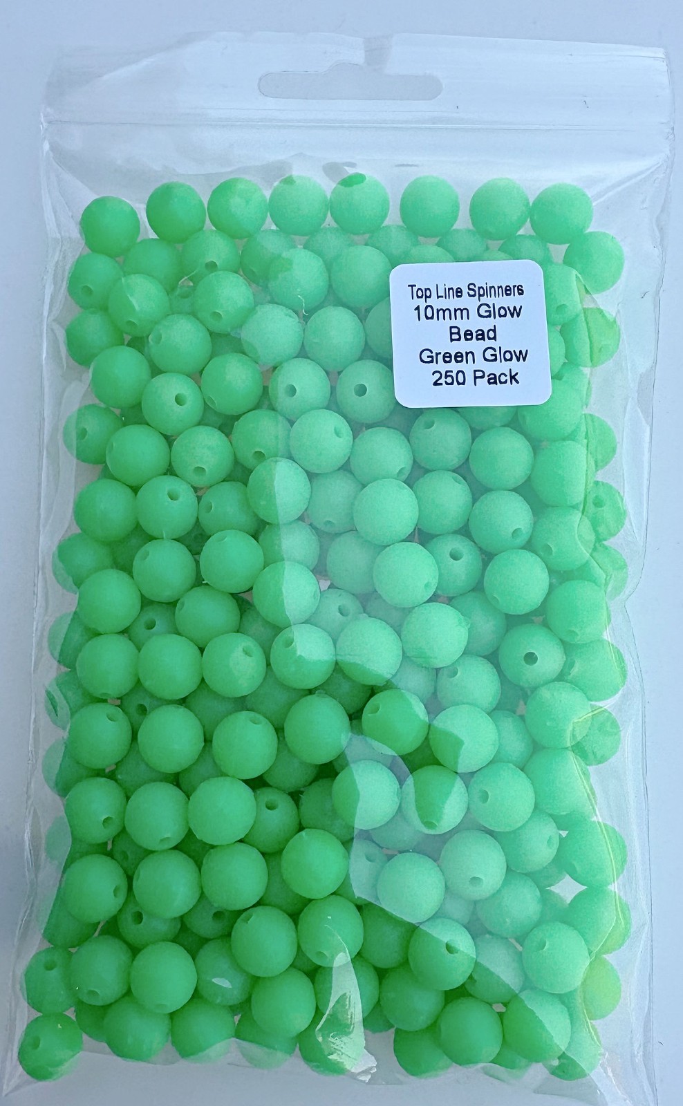 Pkg of 250 each 10mm Green Glow (Luminous) Beads