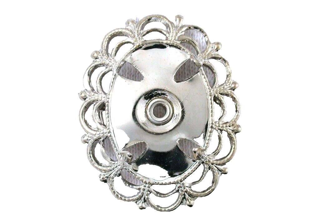 18x13 18MM x 13MM FAUX PRONG GLUE IN CAB SILVERPLATED PIN BROOCH MOUNTING CF317