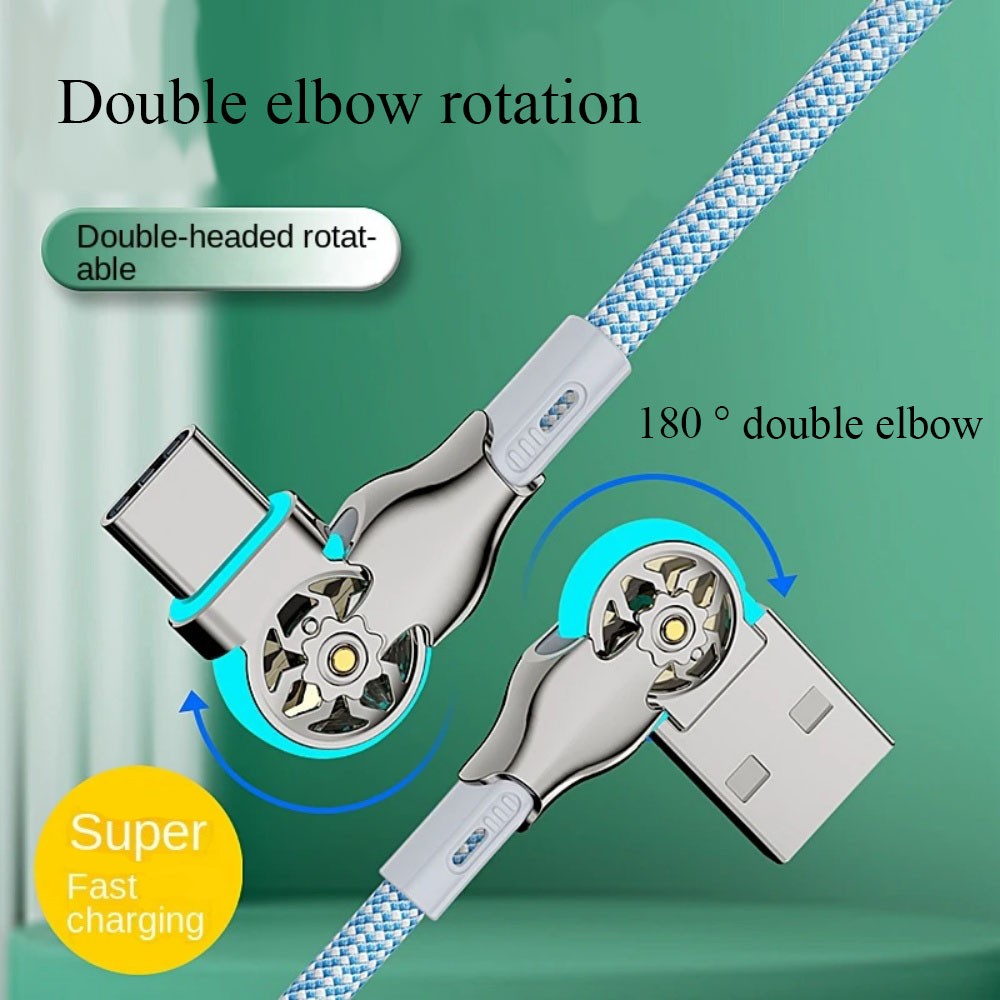 Flexible Rotating Fast Charging Cord Type‑C Universal Android Charging Cable