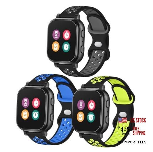 3 Pack Waterproof Silicone Gizmo Watch Band Black Gray /Black Blue /Black Green