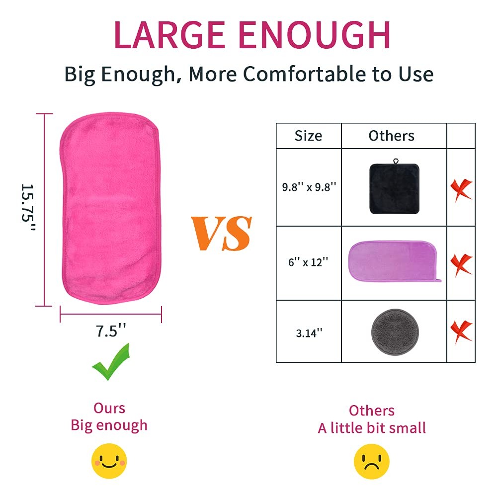 Reusable Microfiber Makeup Remover Cloths - Fast Drying Face Towels, 4 Count