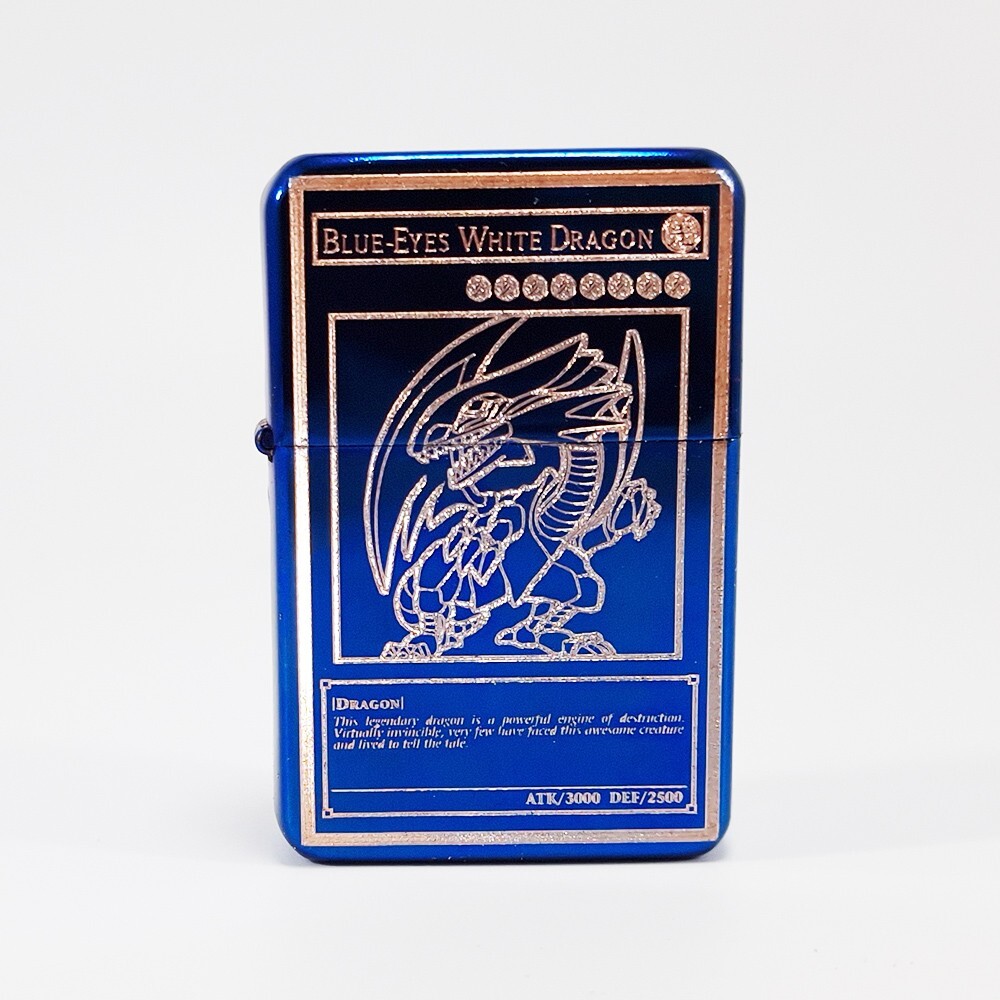 BRAND NEW - BRUSHED STYLED CIGARETTE PETROL LIGHTER - BLUE EYES WHITE