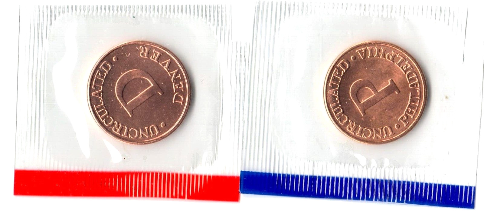 50 P & D US TREASURY BRASS MINT TOKENS IN MINT CELLO (TOTAL OF 100 TOKENS)