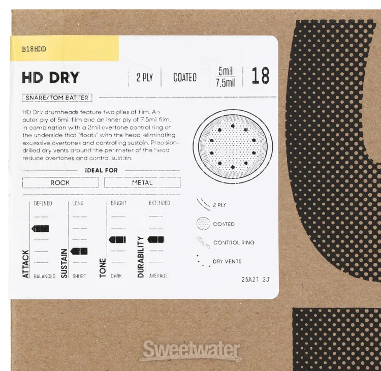 Evans HD Dry Coated Drumhead - 18 inches