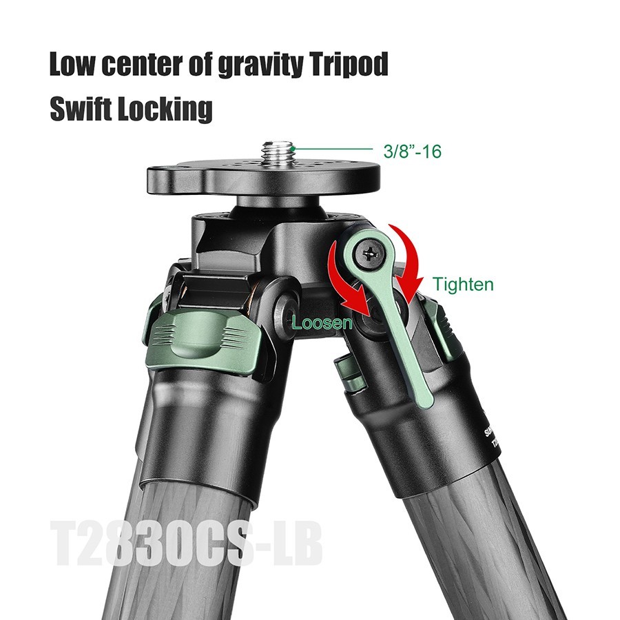 Sunwayfoto T2830CS-LB Low Center of Gravity Carbon Fiber Tripod , 3-Sections