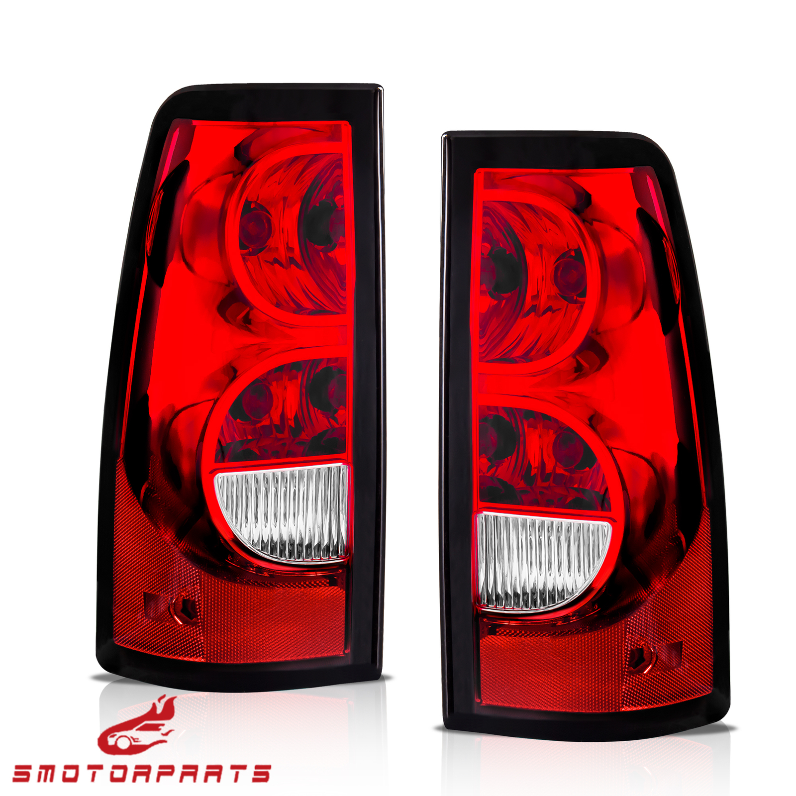 For 2003-2006 Chevy Silverado Chrome Housing Headlights & Red Tail Lights