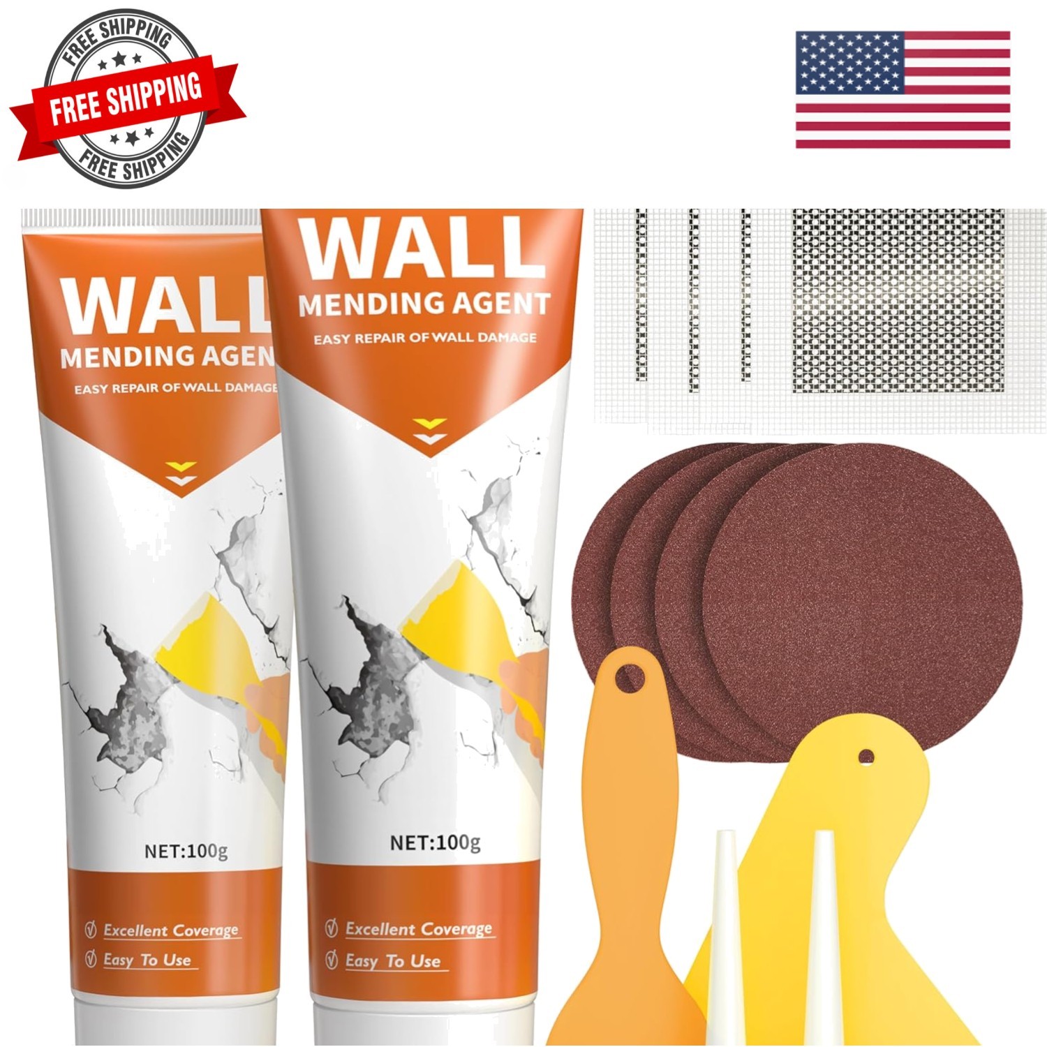 Drywall Repair Kit,Wall Patch Repair Kit,2 Pack Wall Patching Agent,Simple Fi...