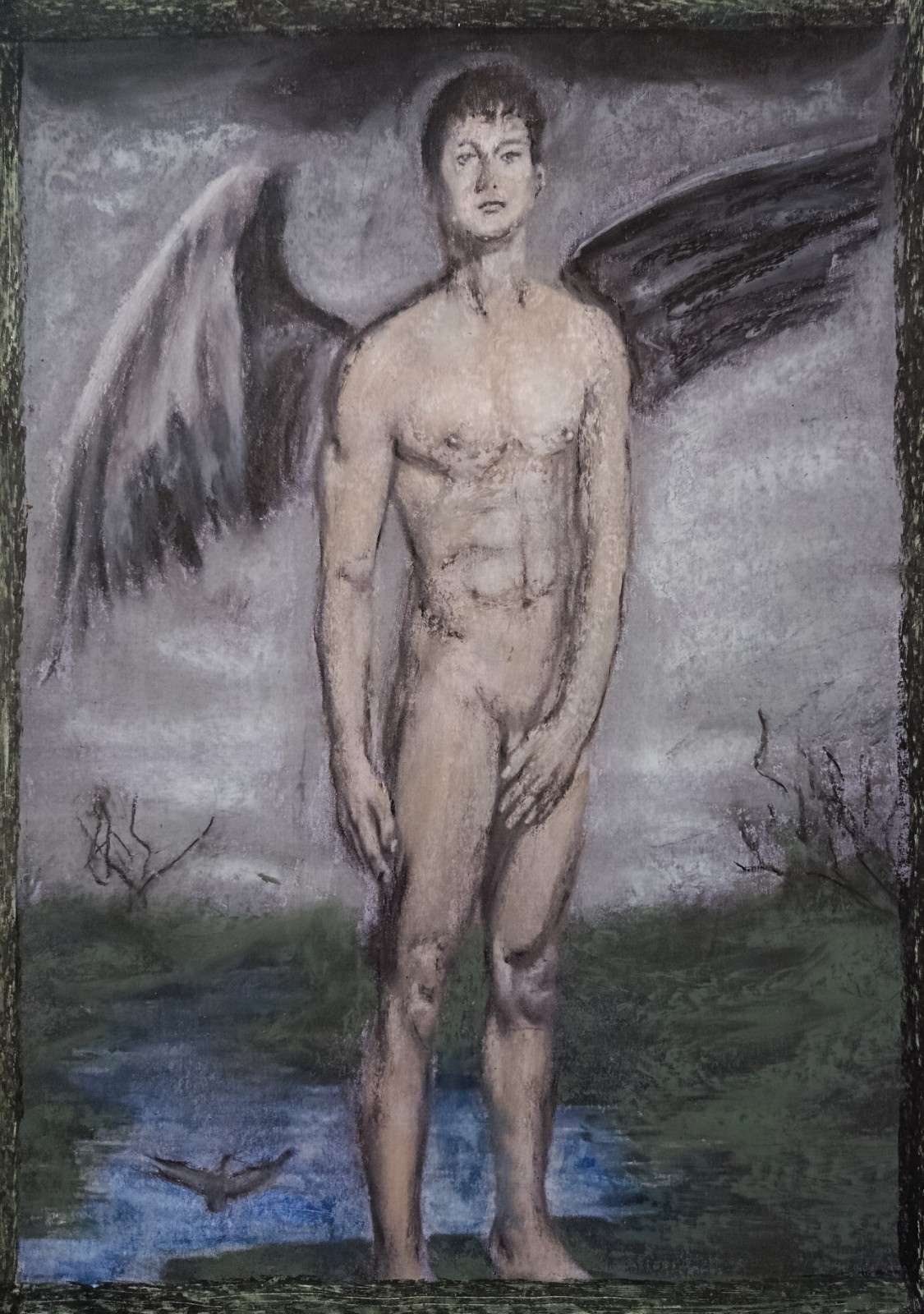 Angel | Modern Art Mixed Media: Oil Pastel Painting Print Mix | A4 Unique