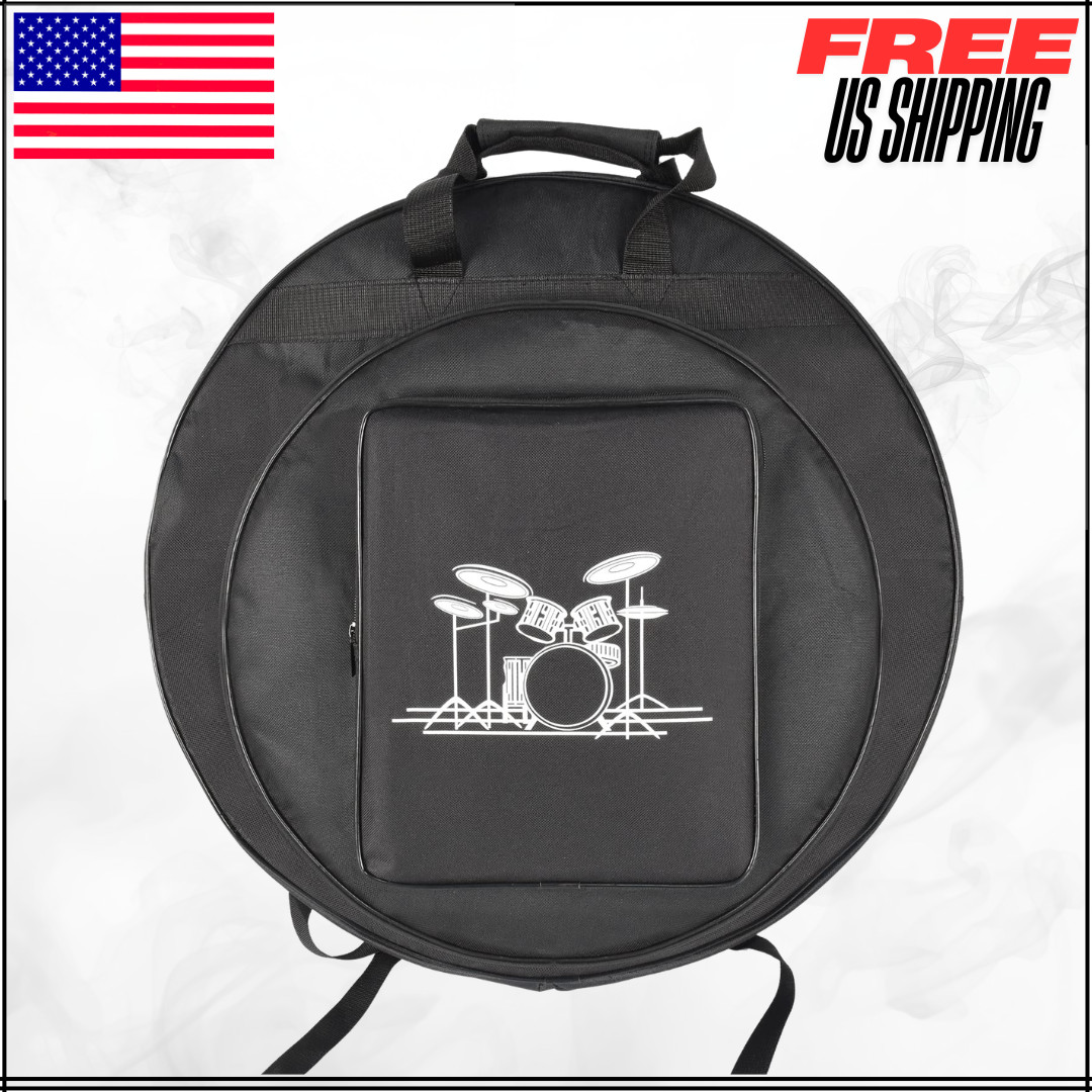 Cymbal Gig Bag 22" With Carry Handle Durable Shoulder Straps Double Pockets
