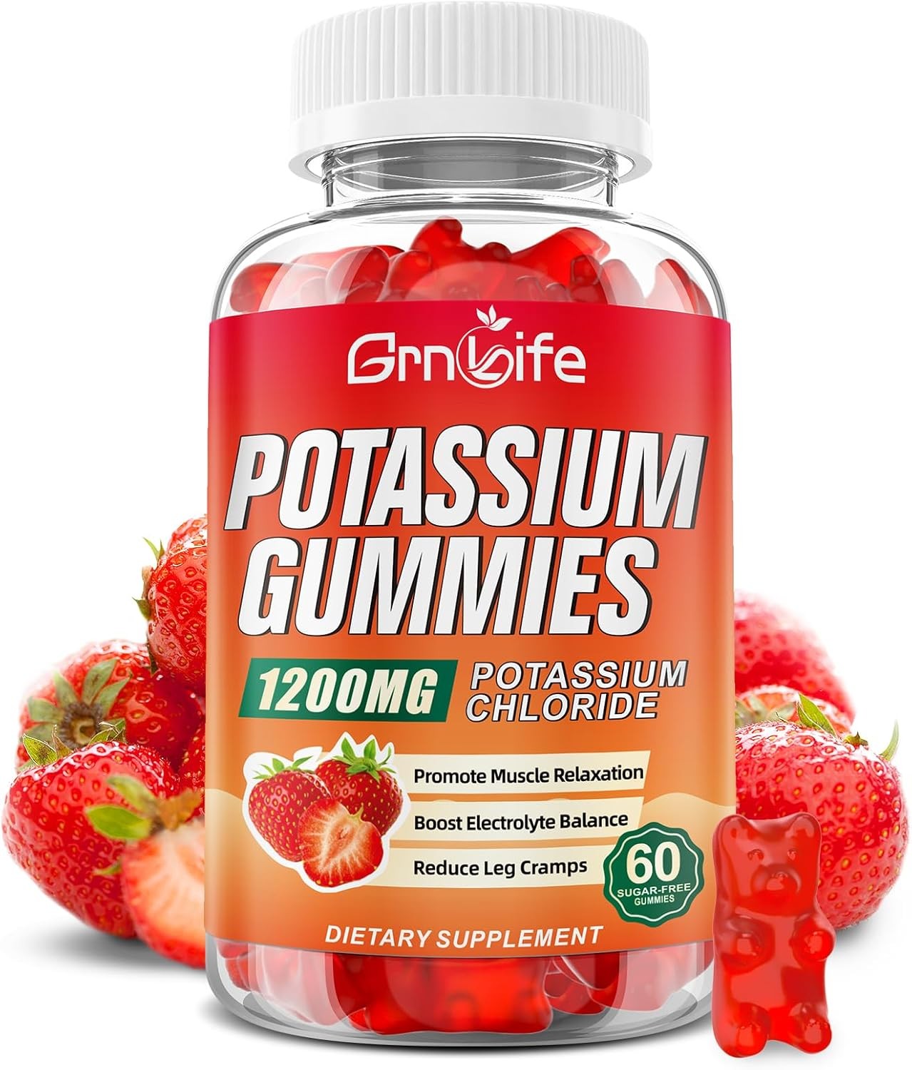 Potassium Gummies for Adults, Potassium Chloride Gummies 1200mg Support