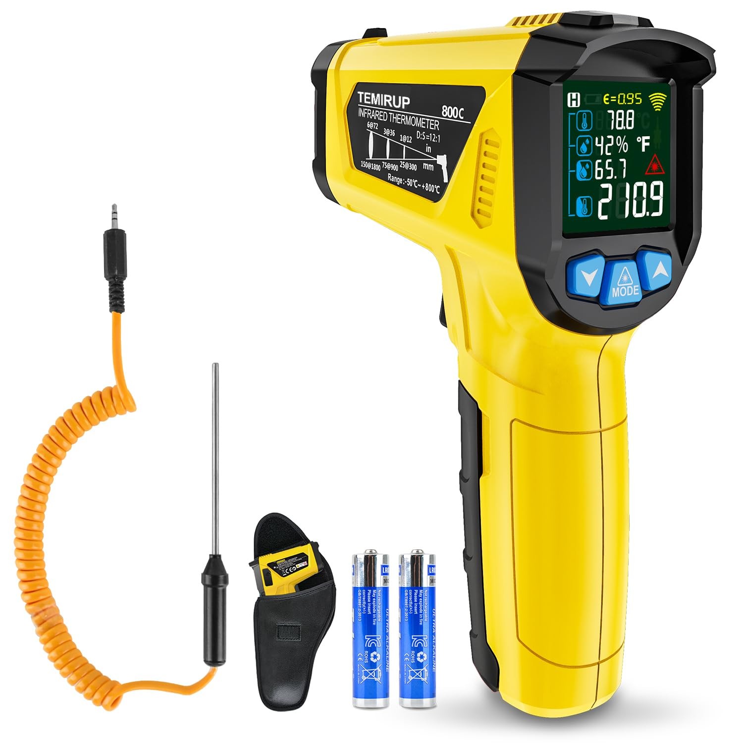Infrared Thermometer Gun, TEMIRUP Non Contact Digital IR Laser Thermometer Te...