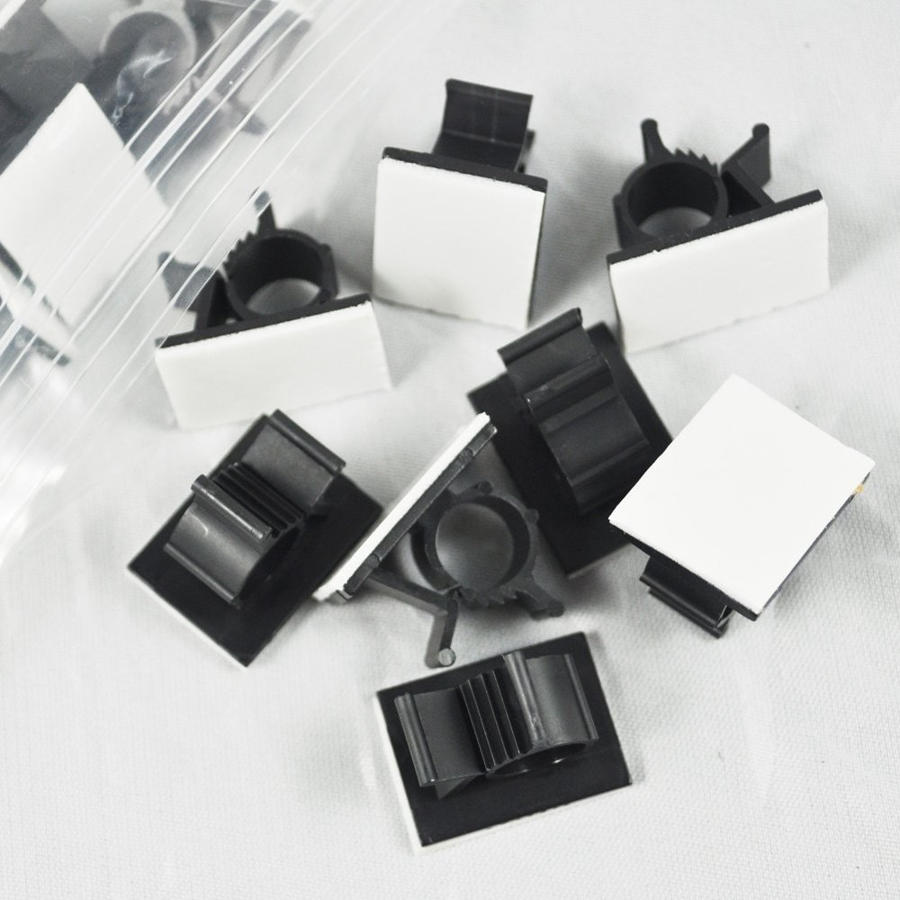 GBSTORE 25 Pcs UVB Plastic Kwik Clips Black Adhesive Backed Nylon Wire Adjust...