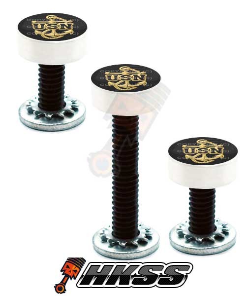 3 Silver Billet Vent Windshield Bolts For 14-Up Harley  - USN NAVY ANCHOR WIQ