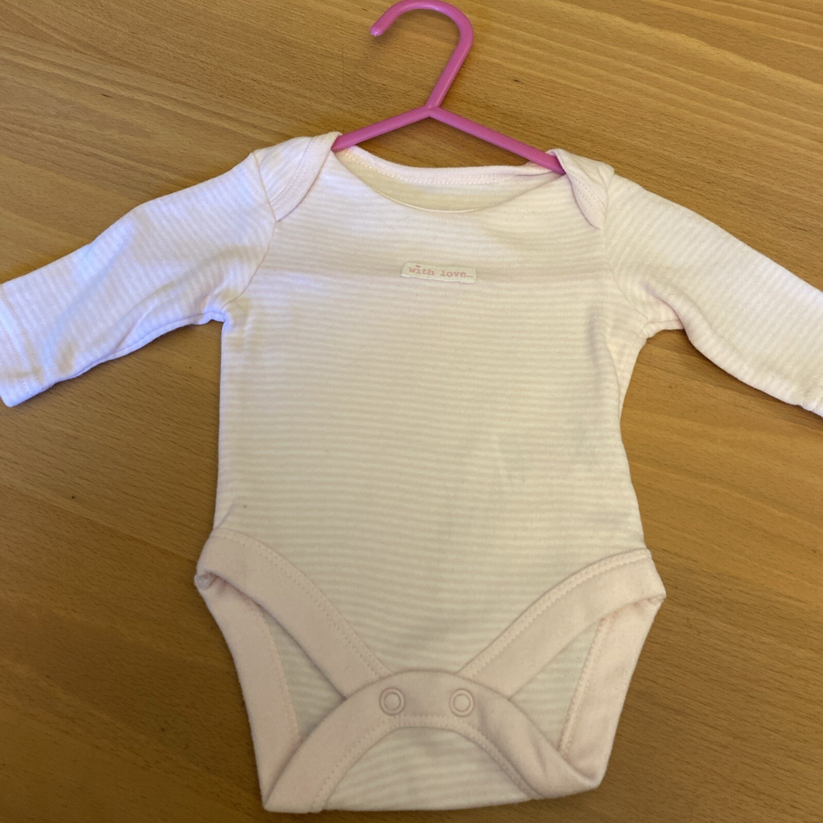 baby girls clothes Newborn 7.5lbs M/C Pink White Striped Long Sleeve Vest Top