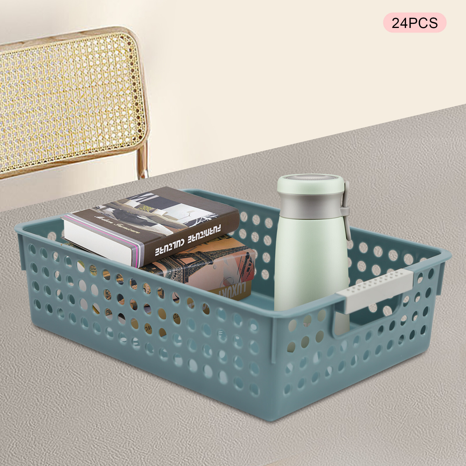 24Pack Classroom Storage Baskets Bins Colorful Plastic Organizer Basket for Home