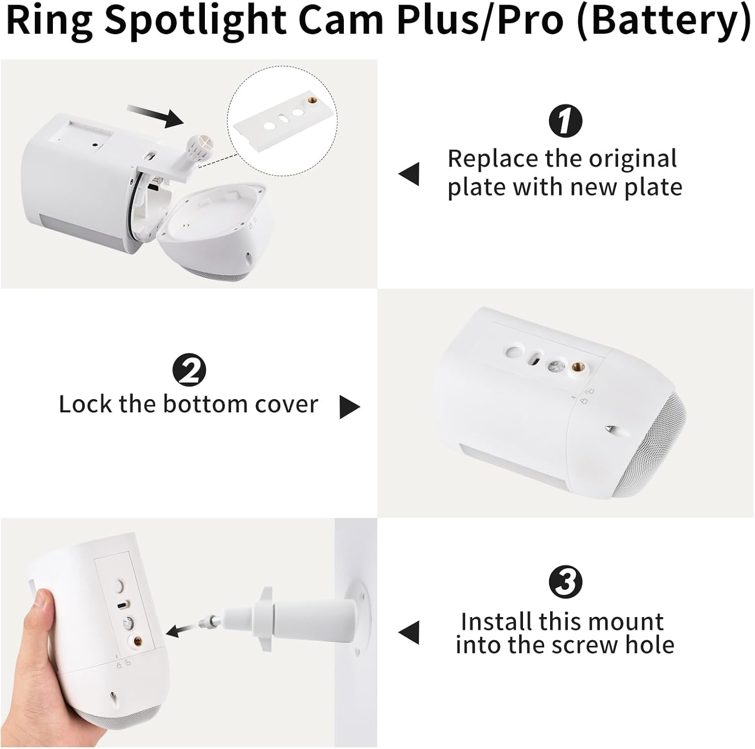 Adjustable Wall Mount for Ring Spotlight Cam Plus/Pro (Battery), 360°Degree Adju