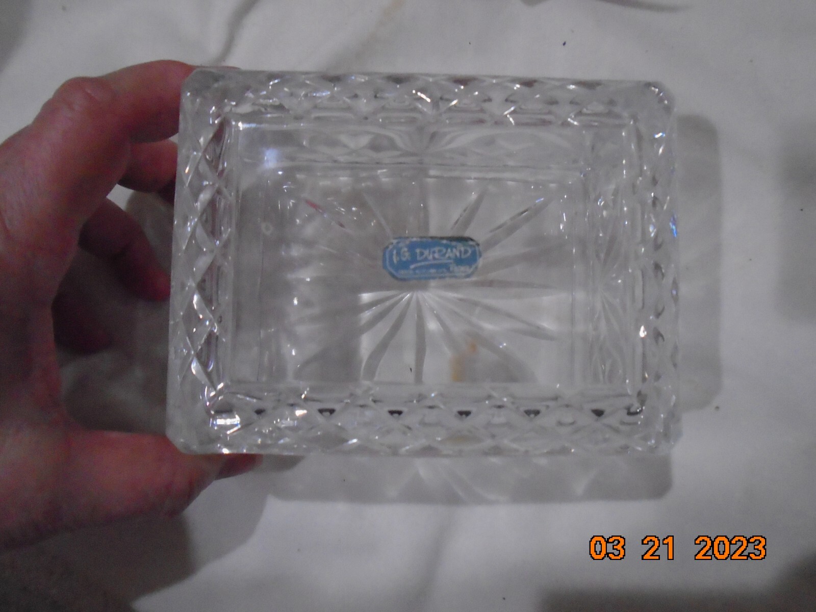 G. DURAND new with sticker chrystal trinket box made in France