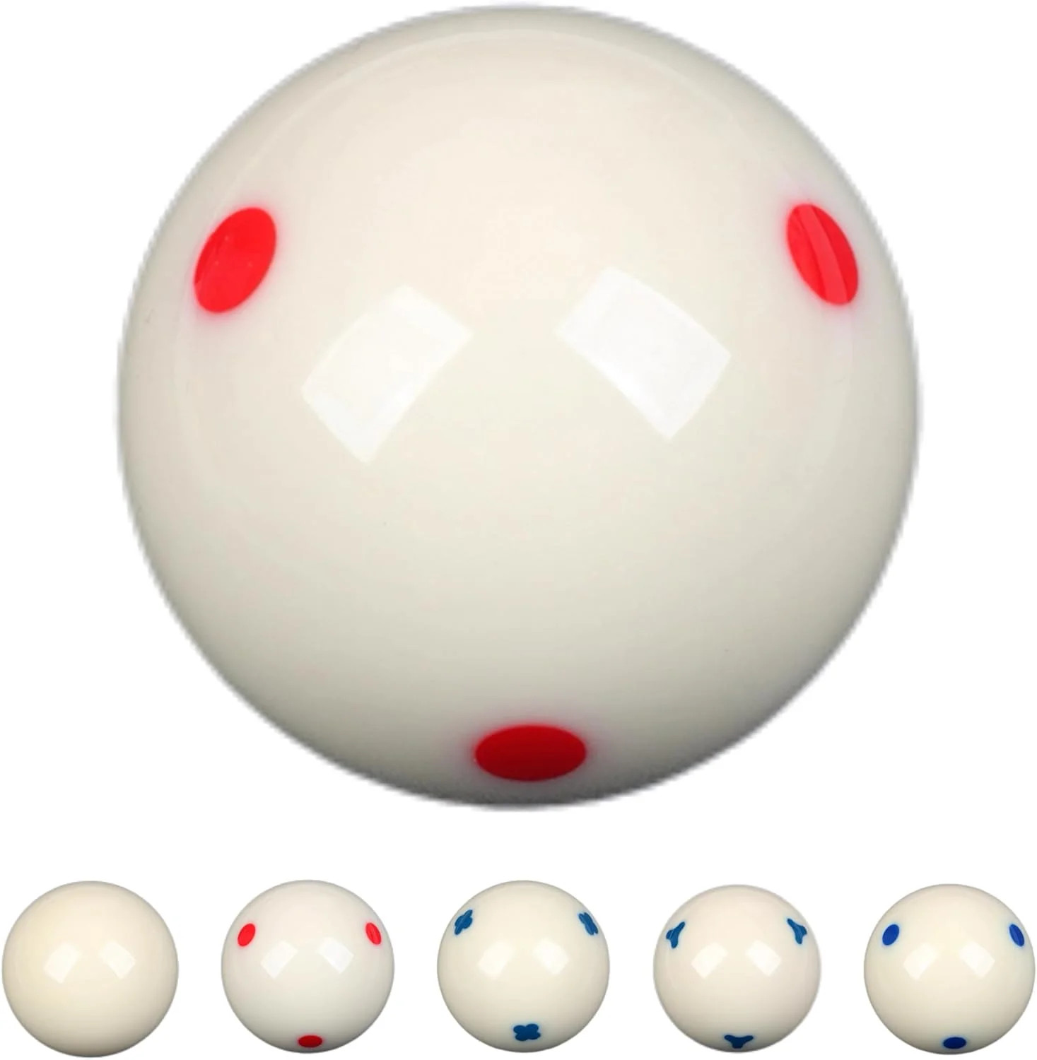 2-1/4" White Cue Balls for Pool Table,57.2mm Billiard White Ball,Red or Blue 6 D